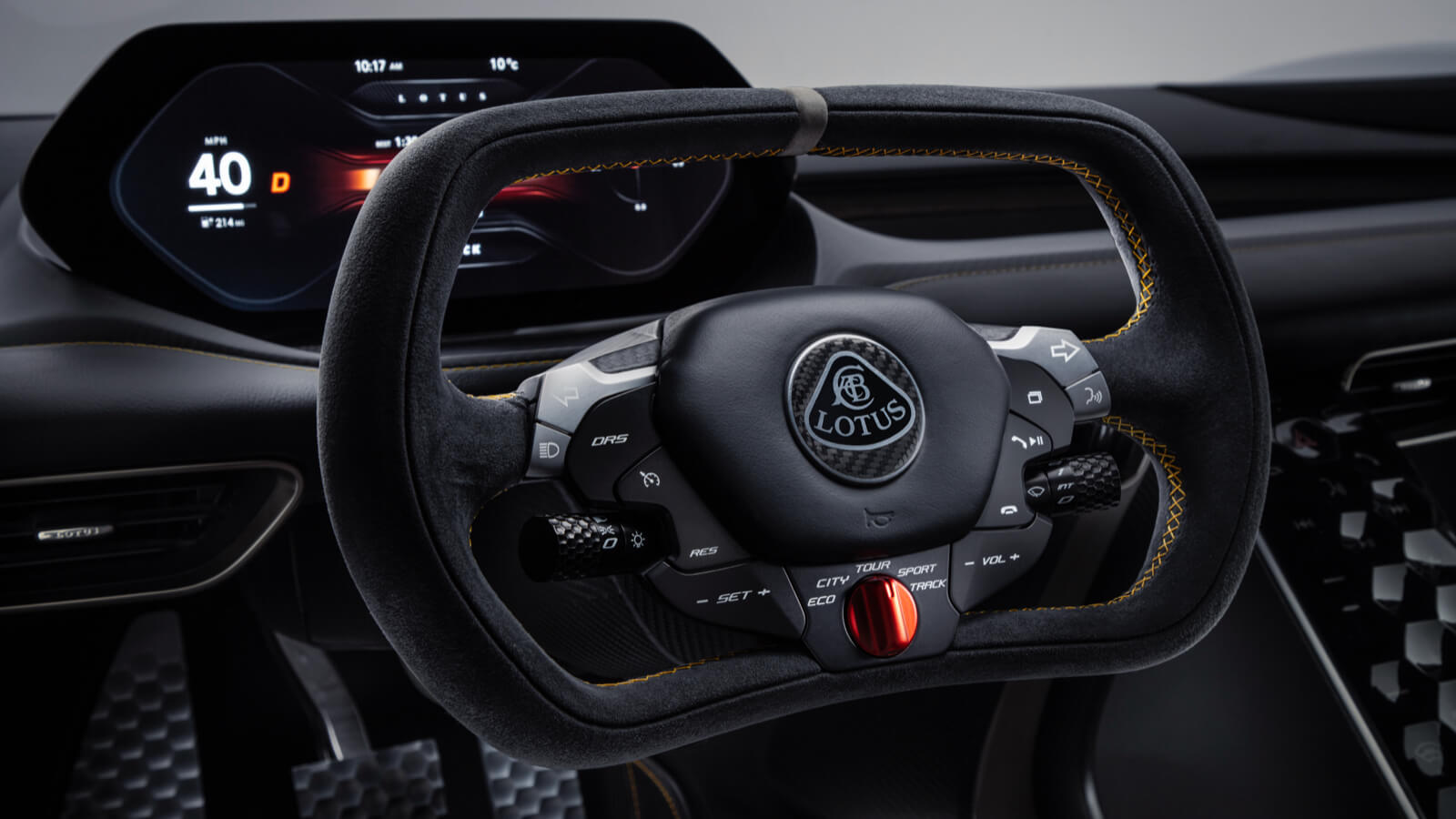 Lotus Evija HMI and driver focused steering wheel