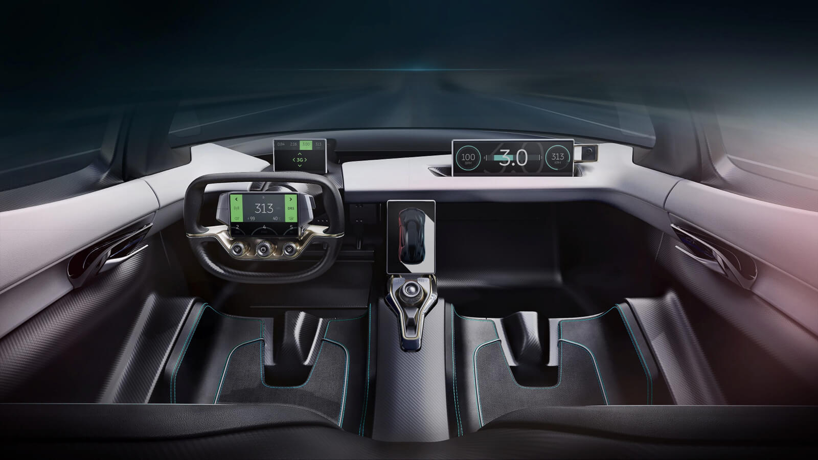 Nio EP9 Interior - driver and passenger digital user interface