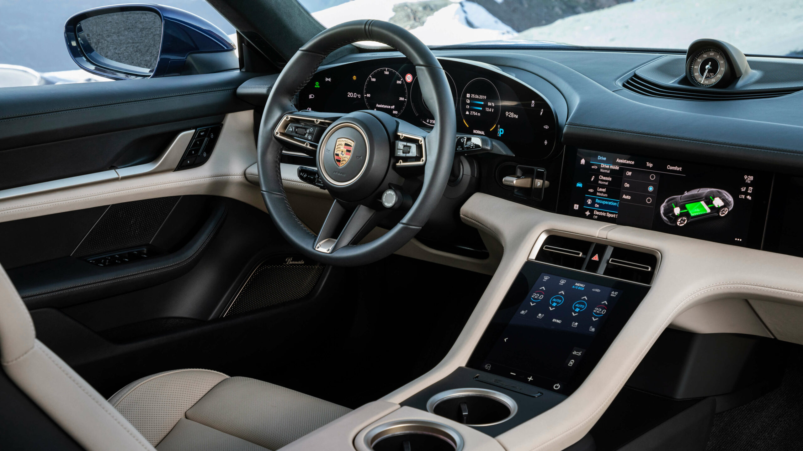 Porsche Taycan cockpit with HMI and center console