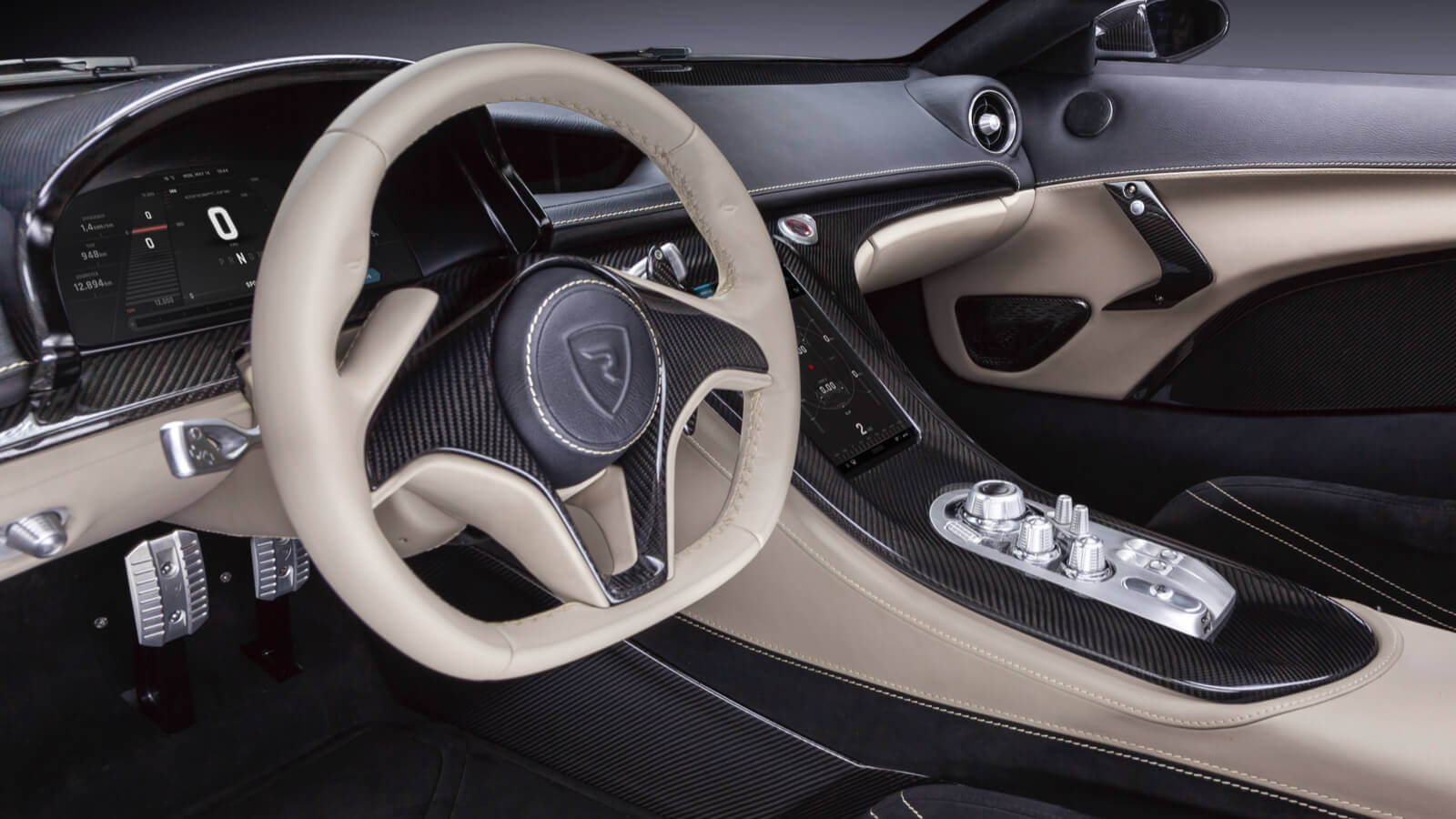 Rimac Concept One cockpit and steering wheel