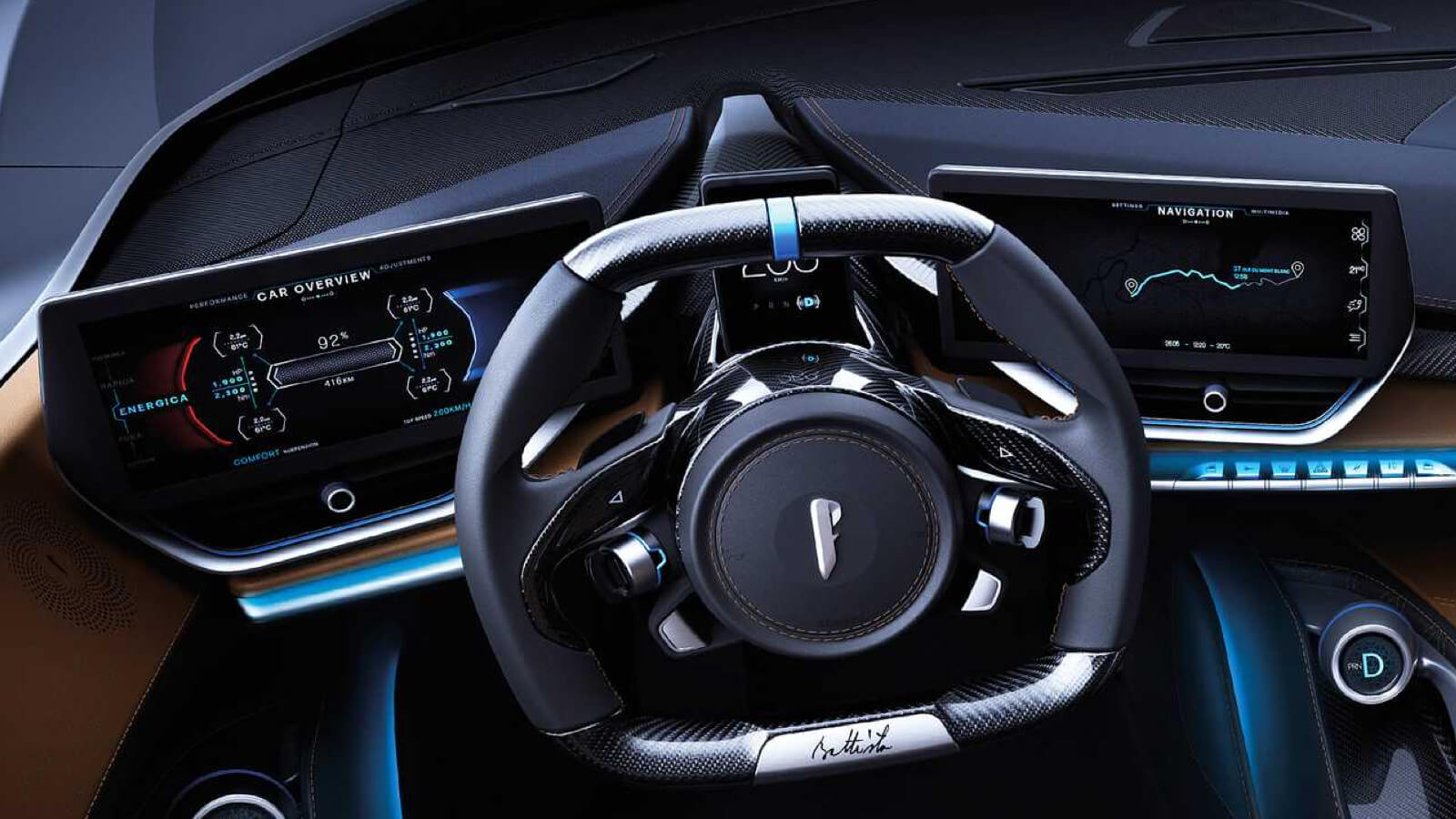 Pininfarina Battista cockpit HMI - digital user interface