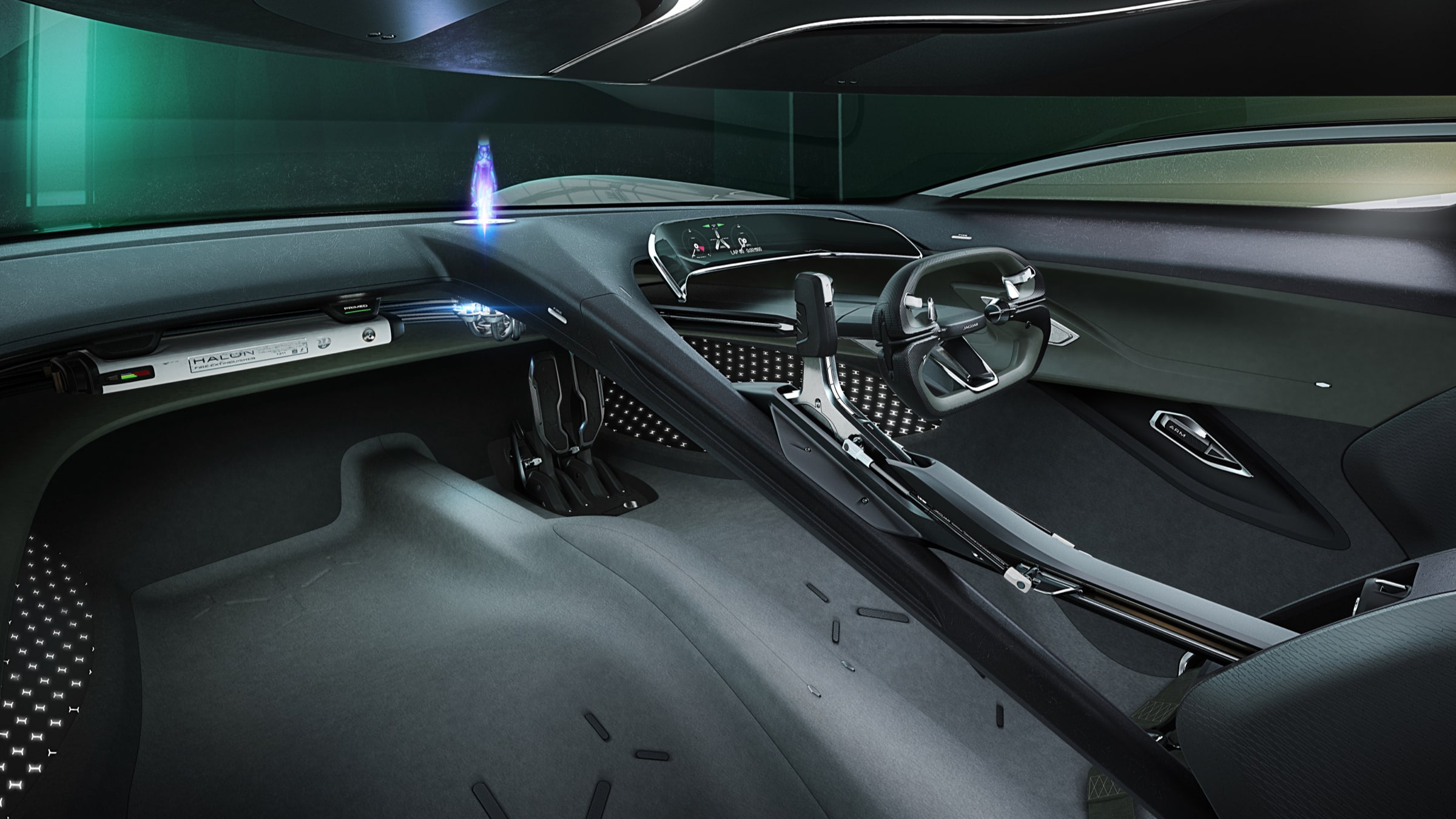 Jaguar GTSV cockpit hmi hologram assistant