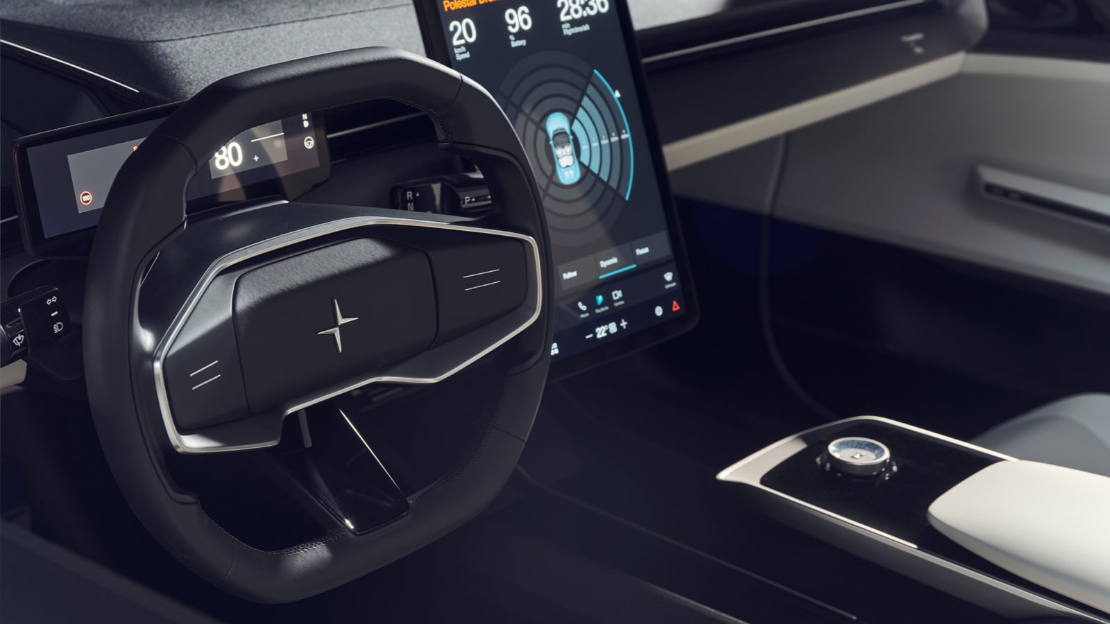 Polestar O2 electric performance roadster concept driver cockpit