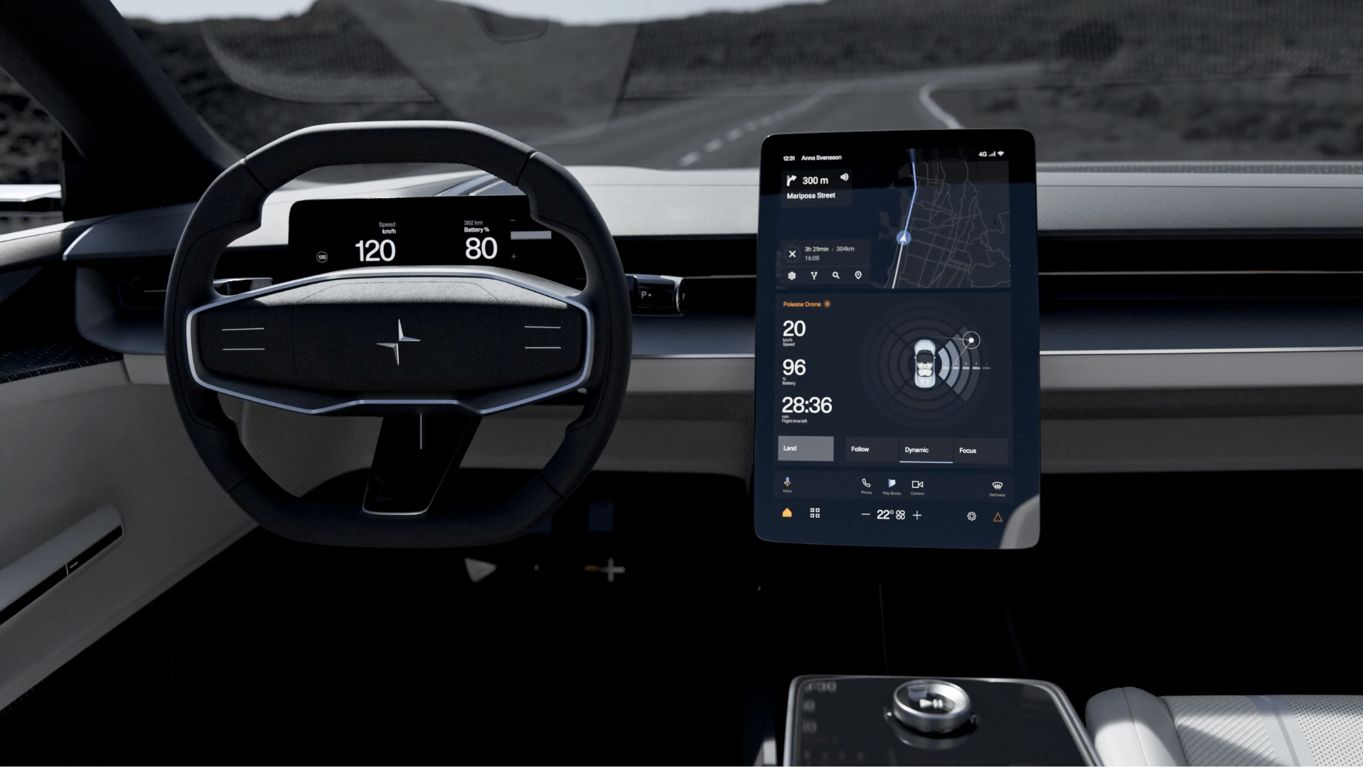 Polestar O2 electric performance roadster concept cockpit