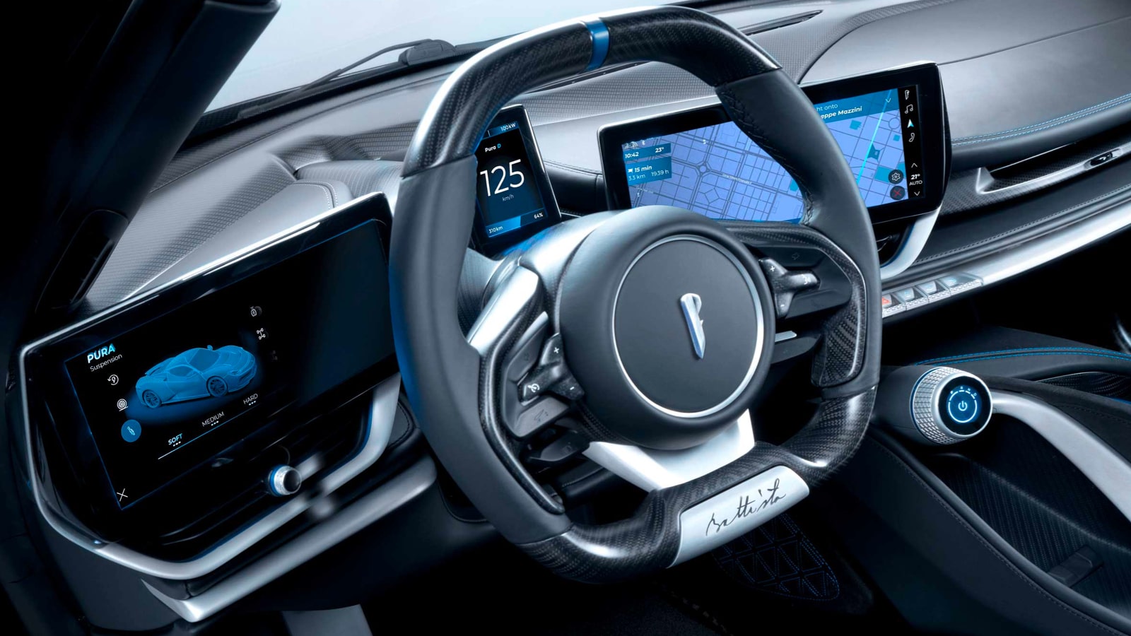 Pininfarina Battista three screen interface