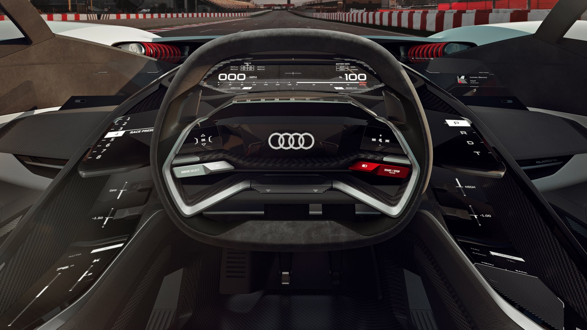 Audi PB18 drivers cockpit and surrounding interface design