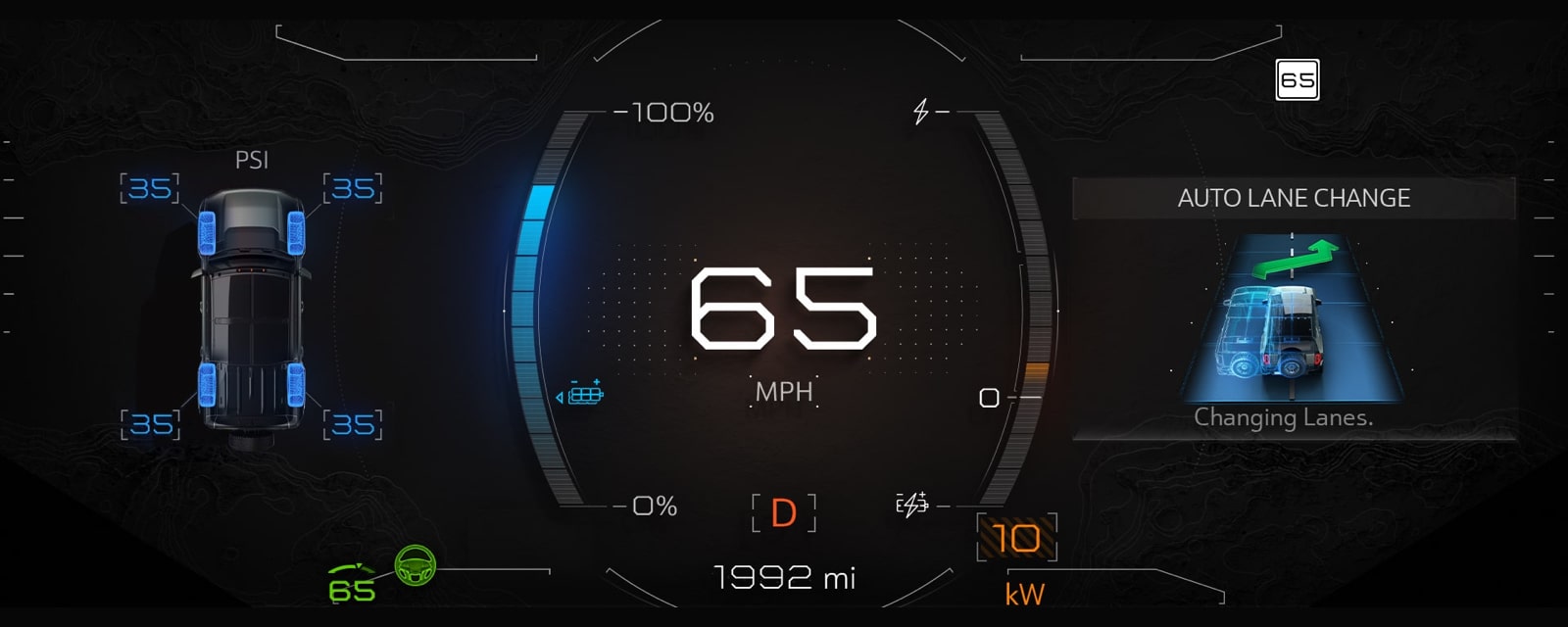 GMC Hummer EV suv lane changing interface