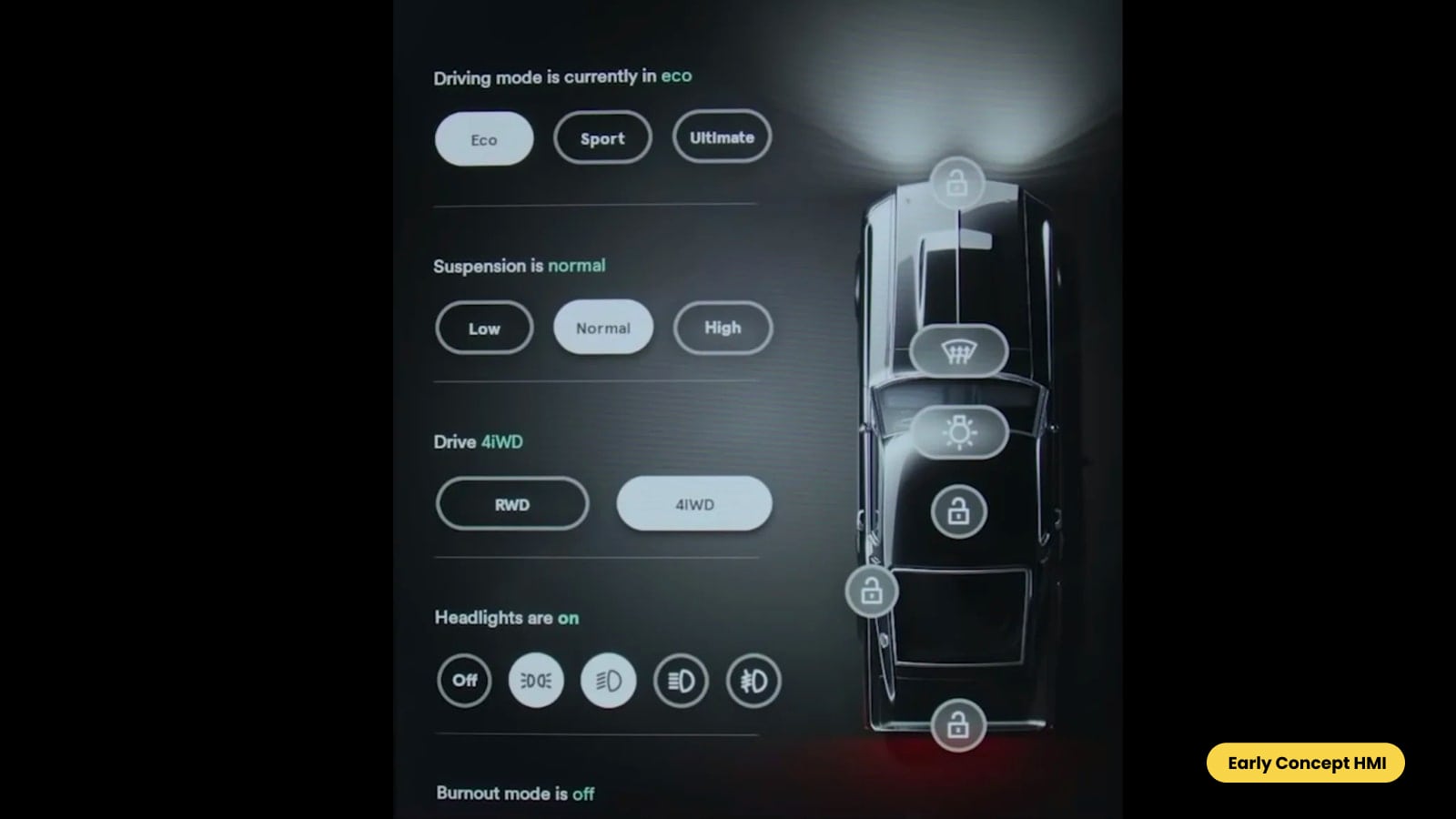 Charge Cars Mustang Concept car configurator interface