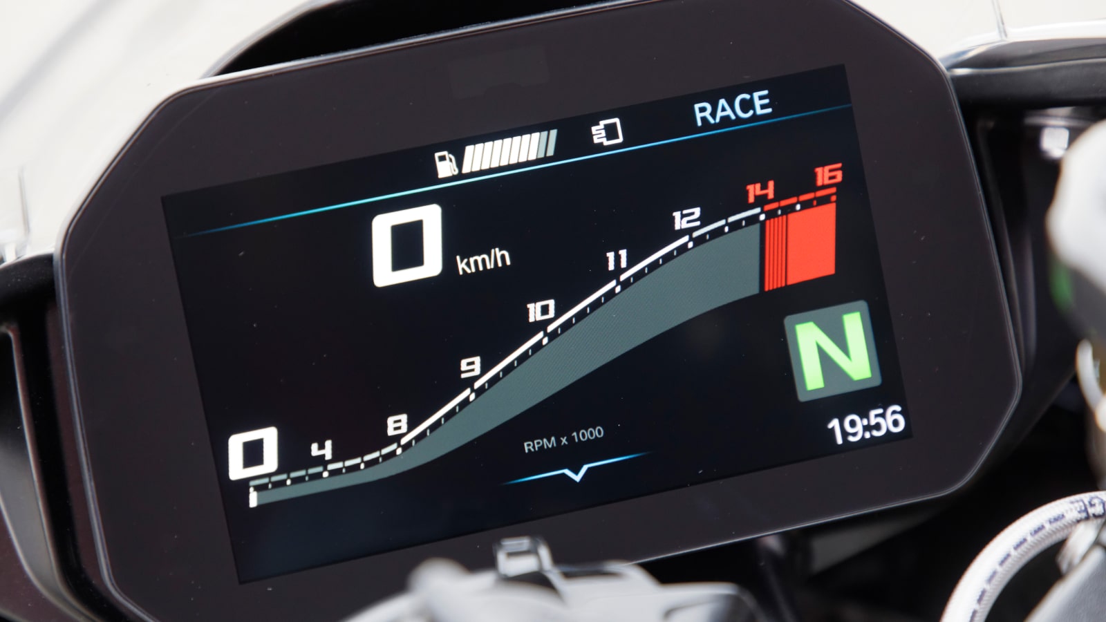 BMW S1000RR Digital Interface showing rev counter and speed