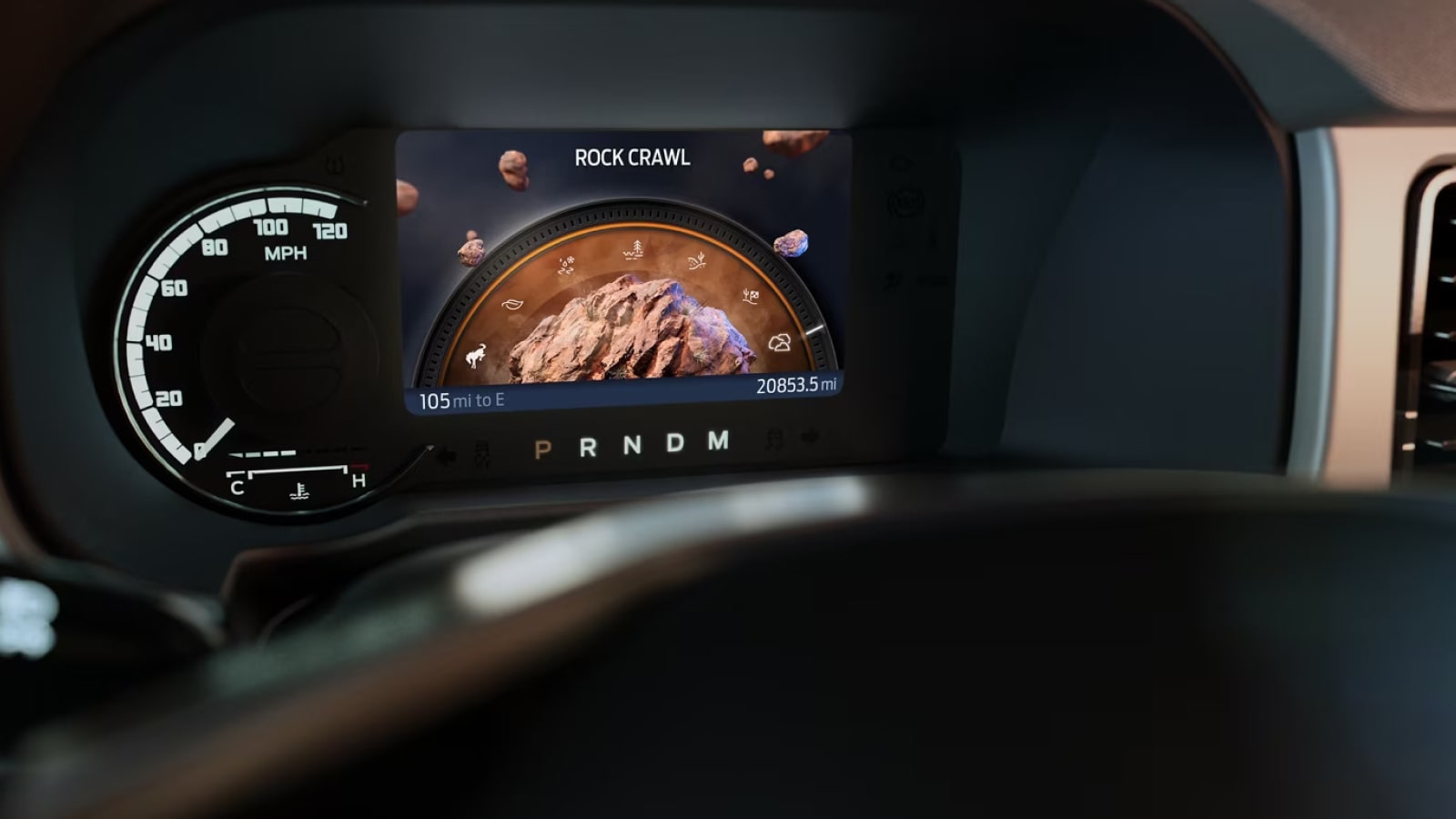 Ford Bronco interface in situ showing rock crawl interface